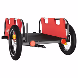 vidaXL Cargo Bike Trailer Bike Wagon Trolley Cart Red Oxford Fabric and Iron - red, 122 x 53 x 33 cm - Additional view 6