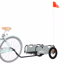vidaXL Cargo Bike Trailer Bike Wagon Trolley Cart Red Oxford Fabric and Iron - grey, 122 x 53 x 33 cm - Additional view 2