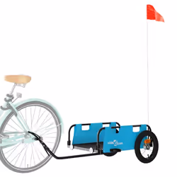 vidaXL Cargo Bike Trailer Bike Wagon Trolley Cart Red Oxford Fabric and Iron - blue, 122 x 53 x 33 cm - Additional view 2