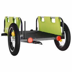 vidaXL Cargo Bike Trailer Bike Wagon Trolley Cart Red Oxford Fabric and Iron - green, 122 x 53 x 33 cm - Additional view 6