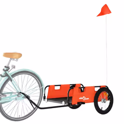 vidaXL Cargo Bike Trailer Bike Wagon Trolley Cart Red Oxford Fabric and Iron - orange, 126 x 63 x 36 cm - Additional view 2