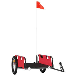 vidaXL Cargo Bike Trailer Bike Wagon Trolley Cart Red Oxford Fabric and Iron - red, 126 x 63 x 36 cm