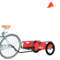 vidaXL Cargo Bike Trailer Bike Wagon Trolley Cart Red Oxford Fabric and Iron - red, 126 x 63 x 36 cm