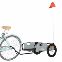 vidaXL Cargo Bike Trailer Bike Wagon Trolley Cart Red Oxford Fabric and Iron - grey, 126 x 63 x 36 cm - Additional view 2