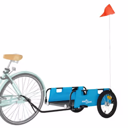 vidaXL Cargo Bike Trailer Bike Wagon Trolley Cart Red Oxford Fabric and Iron - blue, 126 x 63 x 36 cm