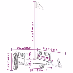 vidaXL Cargo Bike Trailer Bike Wagon Trolley Cart Red Oxford Fabric and Iron - black, 126 x 63 x 36 cm - Additional view 10