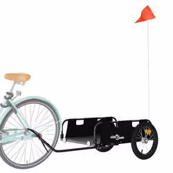 vidaXL Cargo Bike Trailer Bike Wagon Trolley Cart Red Oxford Fabric and Iron - black, 126 x 63 x 36 cm - Additional view 2