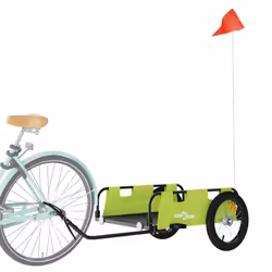 vidaXL Cargo Bike Trailer Bike Wagon Trolley Cart Red Oxford Fabric and Iron - green, 126 x 63 x 36 cm - Additional view 2