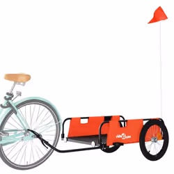 vidaXL Cargo Bike Trailer Bike Wagon Trolley Cart Red Oxford Fabric and Iron - orange, 135 x 68 x 38.5 cm - Additional view 2