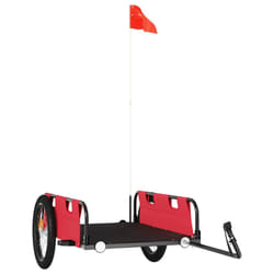 vidaXL Cargo Bike Trailer Bike Wagon Trolley Cart Red Oxford Fabric and Iron - red