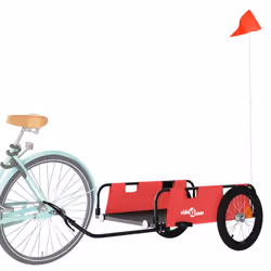 vidaXL Cargo Bike Trailer Bike Wagon Trolley Cart Red Oxford Fabric and Iron - red