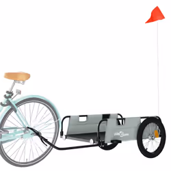 vidaXL Cargo Bike Trailer Bike Wagon Trolley Cart Red Oxford Fabric and Iron - grey, 135 x 68 x 38.5 cm - Additional view 2