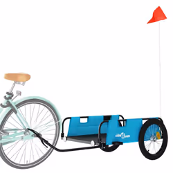 vidaXL Cargo Bike Trailer Bike Wagon Trolley Cart Red Oxford Fabric and Iron - blue, 135 x 68 x 38.5 cm - Additional view 2