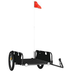 vidaXL Cargo Bike Trailer Bike Wagon Trolley Cart Red Oxford Fabric and Iron - black, 135 x 68 x 38.5 cm