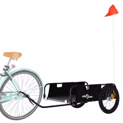vidaXL Cargo Bike Trailer Bike Wagon Trolley Cart Red Oxford Fabric and Iron - black, 135 x 68 x 38.5 cm - Additional view 2