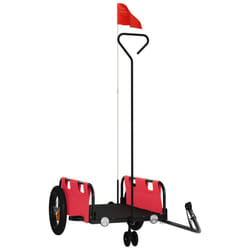 vidaXL Cargo Bike Trailer Bike Wagon Trolley Cart Red Oxford Fabric and Iron - red, 123 x 52.5 x 33 cm