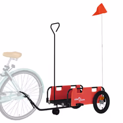 vidaXL Cargo Bike Trailer Bike Wagon Trolley Cart Red Oxford Fabric and Iron - red, 123 x 52.5 x 33 cm