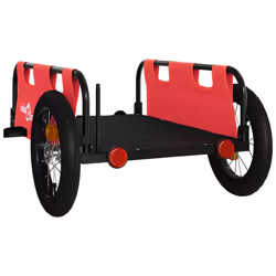 vidaXL Cargo Bike Trailer Bike Wagon Trolley Cart Red Oxford Fabric and Iron - red, 123 x 52.5 x 33 cm - Additional view 6