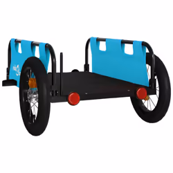 vidaXL Bike Trailer Cargo Trailer Bike Cart Buggy Blue Oxford Fabric and Iron - Additional view 6