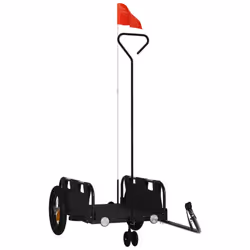 vidaXL Cargo Bike Trailer Bike Wagon Trolley Cart Red Oxford Fabric and Iron - black, 123 x 52.5 x 33 cm