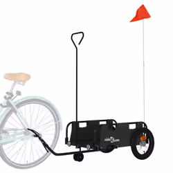 vidaXL Cargo Bike Trailer Bike Wagon Trolley Cart Red Oxford Fabric and Iron - black, 123 x 52.5 x 33 cm