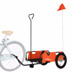 vidaXL Cargo Bike Trailer Bike Wagon Trolley Cart Red Oxford Fabric and Iron - orange, 124 x 64.5 x 36 cm - Additional view 2