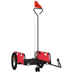 vidaXL Cargo Bike Trailer Bike Wagon Trolley Cart Red Oxford Fabric and Iron - red, 124 x 64.5 x 36 cm