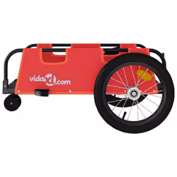 vidaXL Cargo Bike Trailer Bike Wagon Trolley Cart Red Oxford Fabric and Iron - red, 124 x 64.5 x 36 cm - Additional view 5