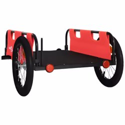 vidaXL Cargo Bike Trailer Bike Wagon Trolley Cart Red Oxford Fabric and Iron - red, 124 x 64.5 x 36 cm - Additional view 6