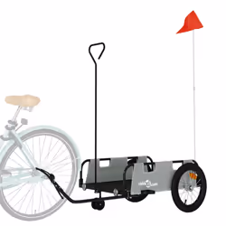 vidaXL Cargo Bike Trailer Bike Wagon Trolley Cart Red Oxford Fabric and Iron - grey, 124 x 64.5 x 36 cm - Additional view 2