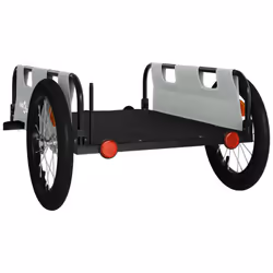 vidaXL Cargo Bike Trailer Bike Wagon Trolley Cart Red Oxford Fabric and Iron - grey, 124 x 64.5 x 36 cm - Additional view 6