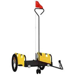 vidaXL Cargo Bike Trailer Bike Wagon Trolley Cart Red Oxford Fabric and Iron - yellow, 124 x 64.5 x 36 cm