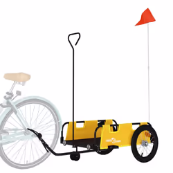 vidaXL Cargo Bike Trailer Bike Wagon Trolley Cart Red Oxford Fabric and Iron - yellow, 124 x 64.5 x 36 cm
