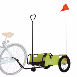 vidaXL Cargo Bike Trailer Bike Wagon Trolley Cart Red Oxford Fabric and Iron - green, 124 x 64.5 x 36 cm - Additional view 2