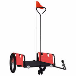 vidaXL Cargo Bike Trailer Bike Wagon Trolley Cart Red Oxford Fabric and Iron - red, 135 x 68 x 37 cm