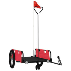 vidaXL Cargo Bike Trailer Bike Wagon Trolley Cart Red Oxford Fabric and Iron - red, 135 x 68 x 37 cm