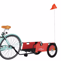 vidaXL Cargo Bike Trailer Bike Wagon Trolley Cart Red Oxford Fabric and Iron - red, 135 x 68 x 37 cm