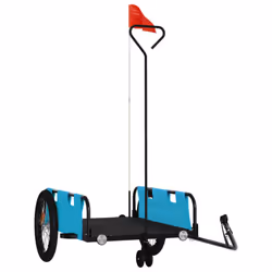 vidaXL Cargo Bike Trailer Bike Wagon Trolley Cart Red Oxford Fabric and Iron - blue, 135 x 68 x 37 cm