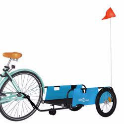 vidaXL Cargo Bike Trailer Bike Wagon Trolley Cart Red Oxford Fabric and Iron - blue, 135 x 68 x 37 cm