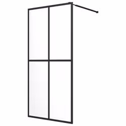 vidaXL Walk-in Shower Wall with Shelf Black ESG Glass and Aluminium Enclosure