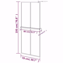 vidaXL Walk-in Shower Wall with Shelf Black ESG Glass and Aluminium Enclosure