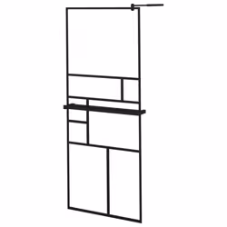 vidaXL Walk-in Shower Wall Bath Enclosure with Shelf ESG Glass and Aluminium - black, 80 x 195 cm/pattern 2