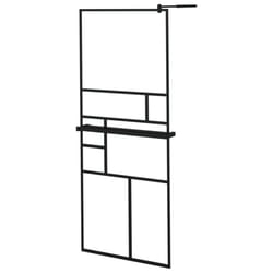 vidaXL Walk-in Shower Wall Bath Enclosure with Shelf ESG Glass and Aluminium - black, 80 x 195 cm/pattern 2