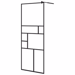 vidaXL Walk-in Shower Wall Bath Enclosure with Shelf ESG Glass and Aluminium - black, 80 x 195 cm/pattern 2