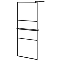 vidaXL Walk-in Shower Wall Bath Enclosure with Shelf ESG Glass and Aluminium - black, 80 x 195 cm/frosted