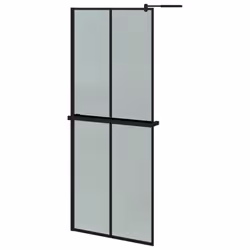 vidaXL Walk-in Shower Wall Bath Enclosure with Shelf ESG Glass and Aluminium - black, 80 x 195 cm/2x2 grids