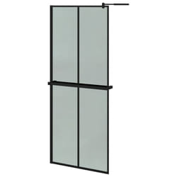 vidaXL Walk-in Shower Wall Bath Enclosure with Shelf ESG Glass and Aluminium - black, 80 x 195 cm/2x2 grids