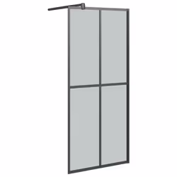vidaXL Walk-in Shower Wall Bath Enclosure with Shelf ESG Glass and Aluminium - black, 80 x 195 cm/2x2 grids