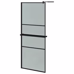 vidaXL Walk-in Shower Wall Bath Enclosure with Shelf ESG Glass and Aluminium - black, 80 x 195 cm