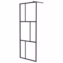 vidaXL Walk-in Shower Wall Bath Enclosure with Shelf ESG Glass and Aluminium - black, 90 x 195 cm/pattern 1